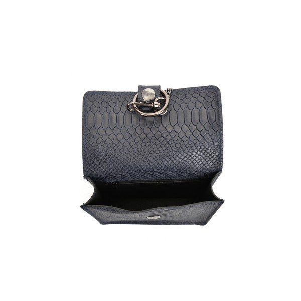 Tmavomodrá kožená listová kabelka Carla Ferreri Bella-image-3