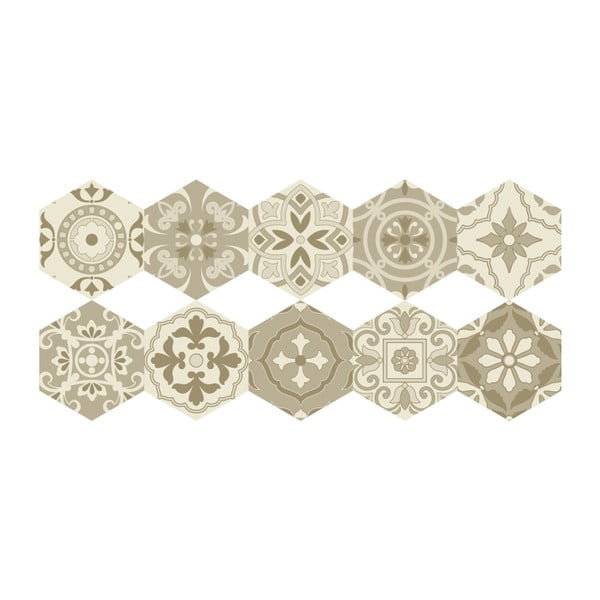 Sada 10 samolepiek na podlahu Ambiance Floor Stickers Hexagons, 40 × 90 cm