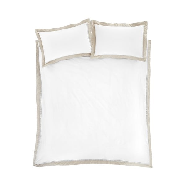 Biele/béžové bavlnené obliečky na dvojlôžko/predĺžené 230x220 cm Oxford Lace – Bianca