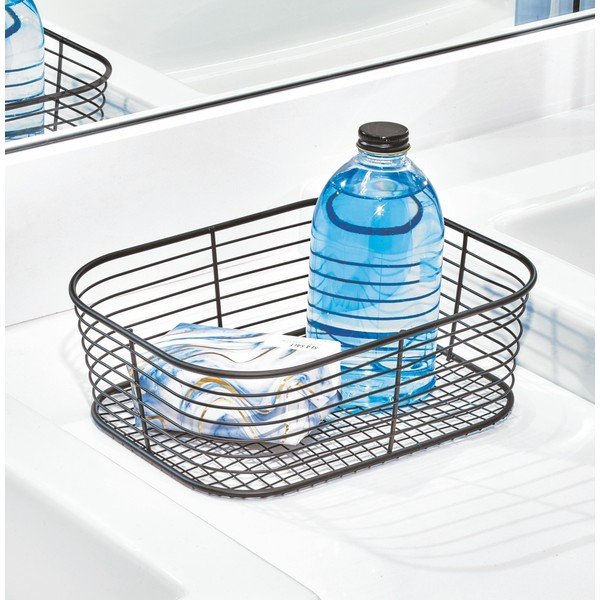 Čierny úložný košík iDesign Vienna, 23,8 × 18,4 cm-image-1