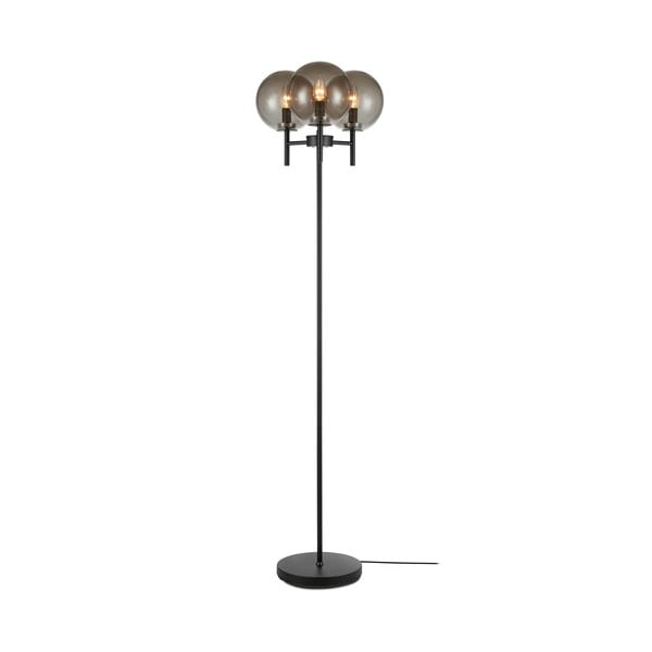 Čierna voľne stojacia lampa v čiernej farbe Markslöjd Crown Floor 3L, výška 1,47 cm