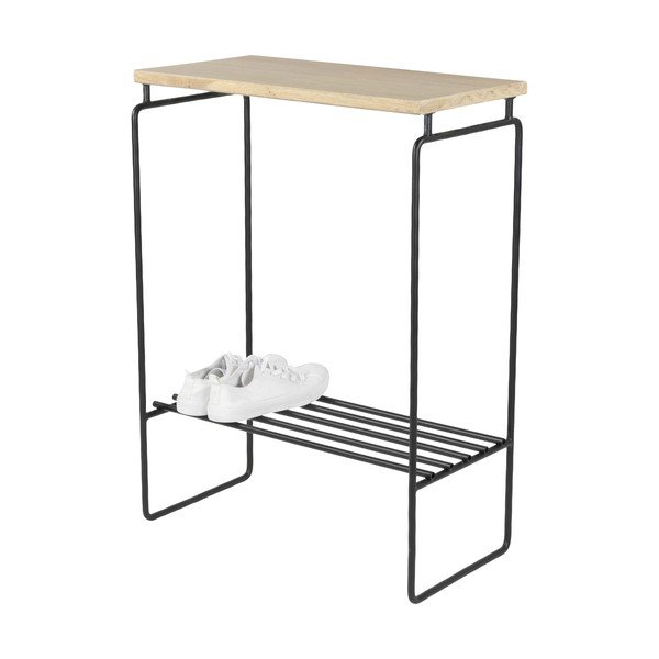 Konzolový stolík v čierno-prírodnej farbe s doskou z dubového dreva 29x57 cm Clint – Spinder Design-image-4