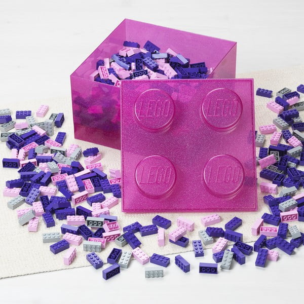 Ružový plastový detský úložný box 25x25x18 cm – LEGO®-image-3