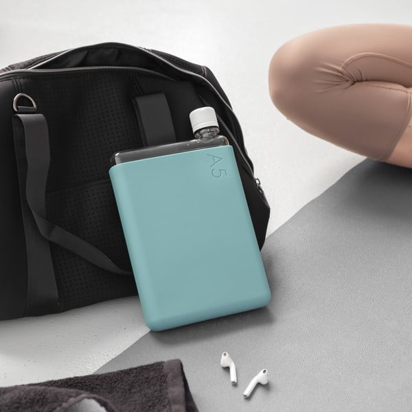 Tyrkysovomodré silikonové puzdro na ploskú fľašu Memobottle A5 Sleeve-image-3