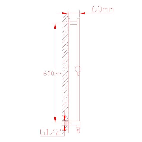 Nástenná mosadzná sprchová tyč v lesklo striebornej farbe s posuvným držiakom a vývodom vody 66 cm Nancy – Sapho-image-3