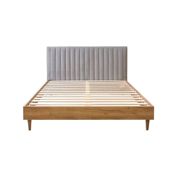 Svetlosivá/prírodná dvojlôžková posteľ s roštom 180x200 cm Oceane – Bobochic Paris