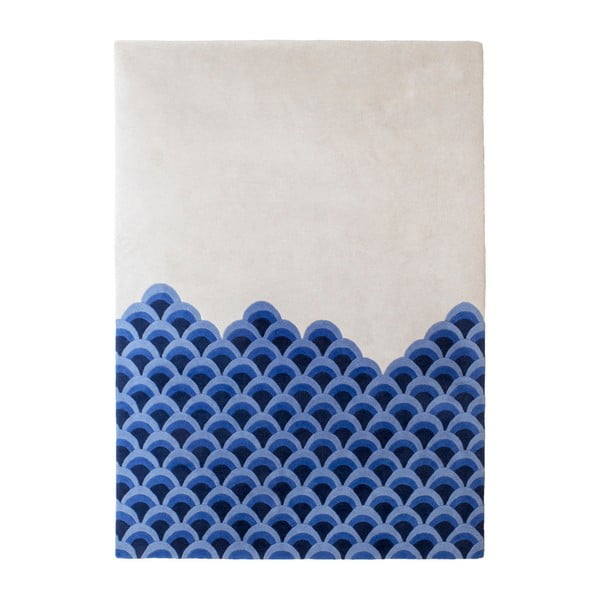 Modro-biely koberec z čistej vlny HARTÔ Marin, 170 × 240 cm