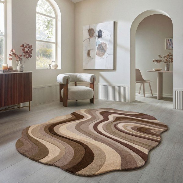 Hnedý/béžový ručne tkaný vlnený koberec 140x200 cm Envy Wool – Flair Rugs-image-1
