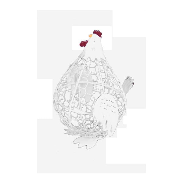 Biela kovová dekorácia v tvare sliepky Ego Dekor, 10 x 13,5 cm