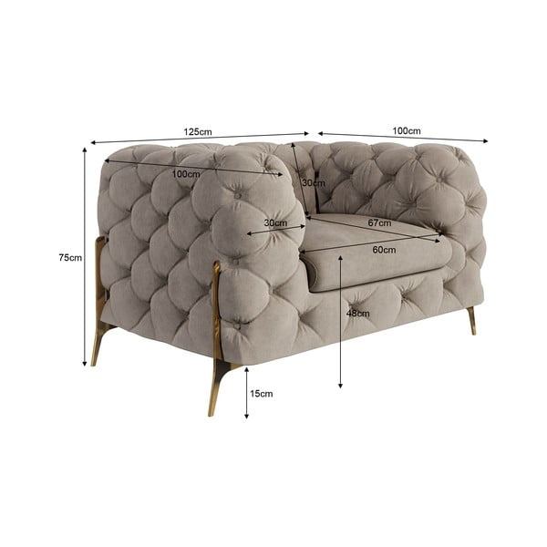 Sivobéžové zamatové kreslo Chelsea Bis – Ropez-image-4