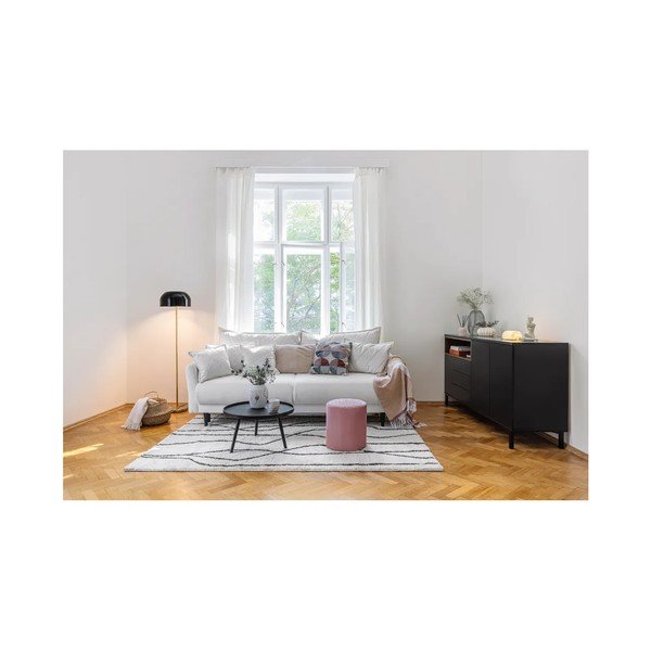 Biela menčestrová rozkladacia/s úložným priestorom pohovka 215 cm Bjork – Bonami Selection-image-1