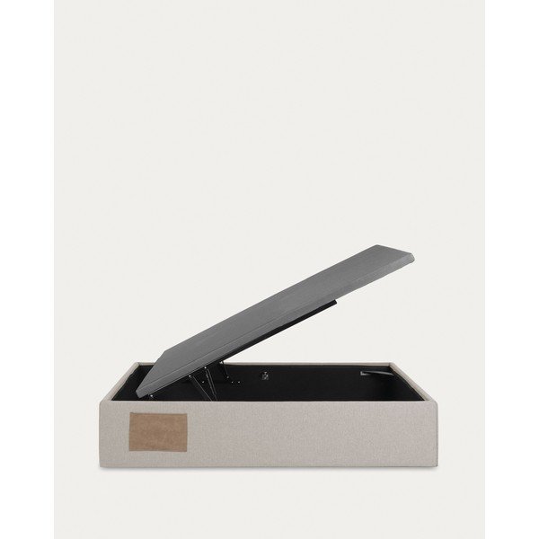 Béžová čalúnená jednolôžková posteľ s úložným priestorom 90x190 cm Matters – Kave Home-image-3