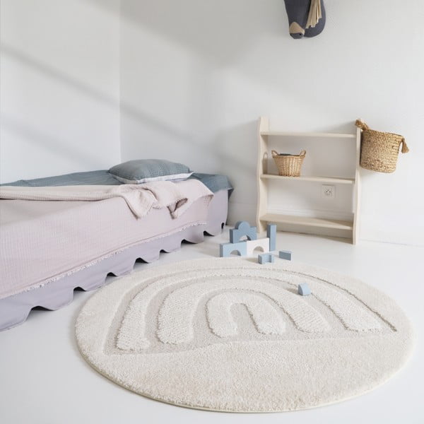 Krémovobiely detský koberec ø120 cm Rainbow Dream S – Nattiot-image-1