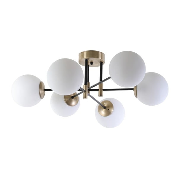 Stropné svietidlo v bielo-zlatej farbe so skleneným tienidlom ø 15 cm Dolunay – Opviq lights