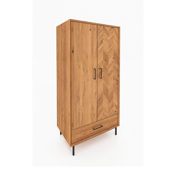 Šatníková skriňa z dubového dreva v prírodnej farbe 97x196 cm Abies - The Beds-image-2