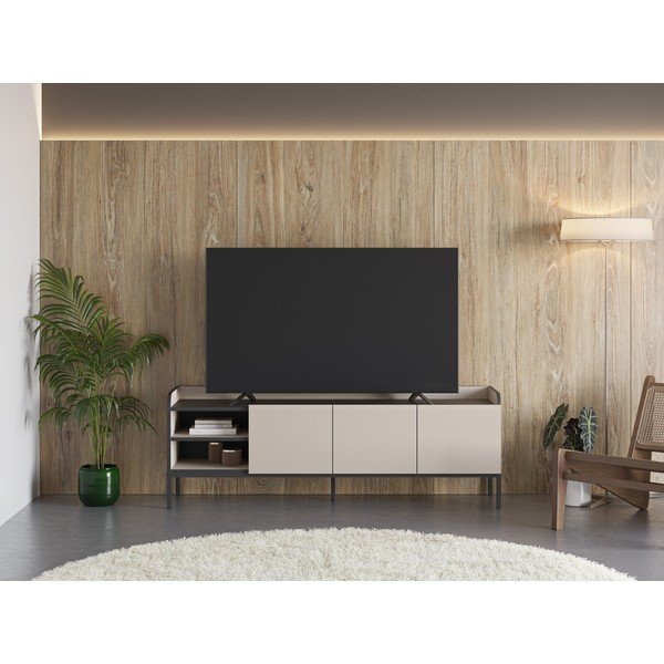 Krémový TV stolík 160x55x42 cm Adara – Marckeric-image-1