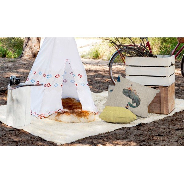 Vankúš so zmesou ľanu Little Nice Things Veľryba, 50 x 35 cm-image-1