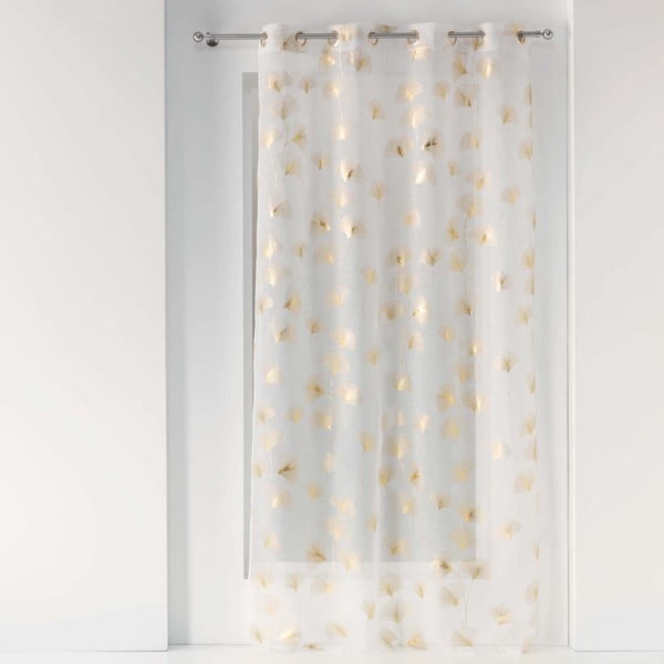 Voálová záclona v bielej a zlatej farbe 140x240 cm Ginkgold – douceur d'intérieur