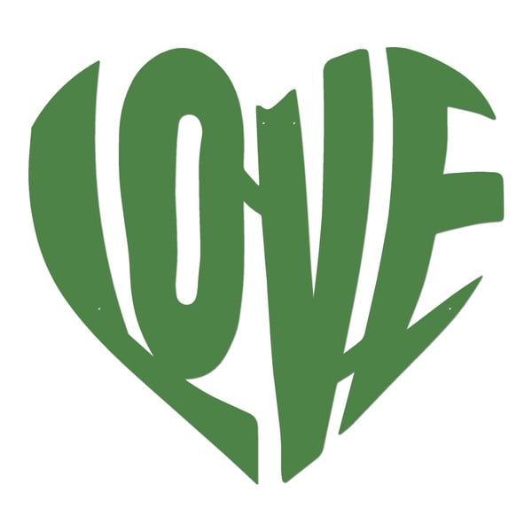 Zelená kovová nástenná dekorácia Heart