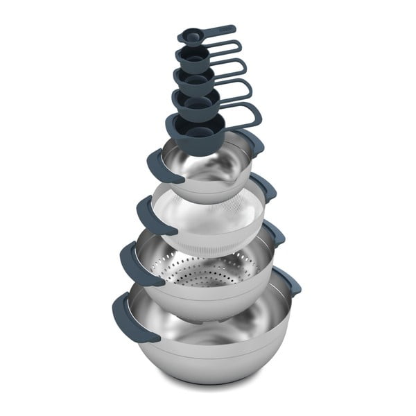 Misy v lesklo striebornej farbe v súprave 9 ks Nest 100 Collection – Joseph Joseph-image-3