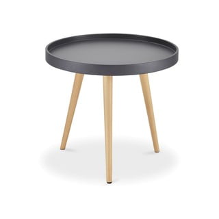 Sivý odkladací stolík s nohami z bukového dreva Furnhouse Opus, Ø 50 cm