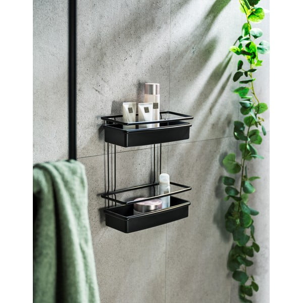 Čierna sprchová polica Wenko Molinella, 30 x 35 cm-image-1
