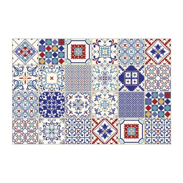 Sada 24 nástenných samolepiek Ambiance Wall Decal Cement Tiles Azulejos Sofiana, 10 × 10 cm-image-2