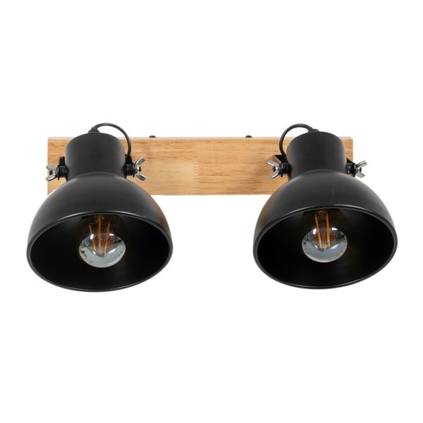 Nástenné svietidlo v čiernej a prírodnej farbe – Ixia