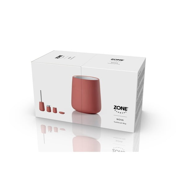 Svetločervený kameninový téglik na zubné kefky Nova – Zone-image-3