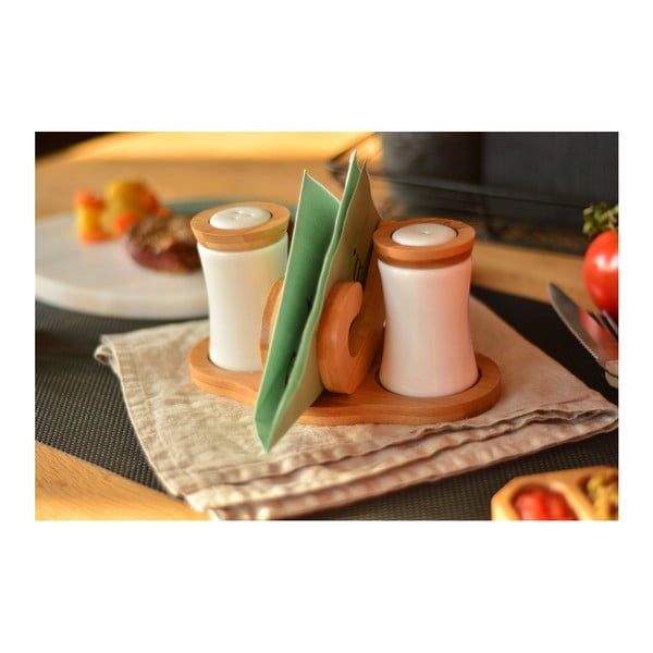 Soľnička a korenička s bambusovým podnosom Bambum Chava-image-1