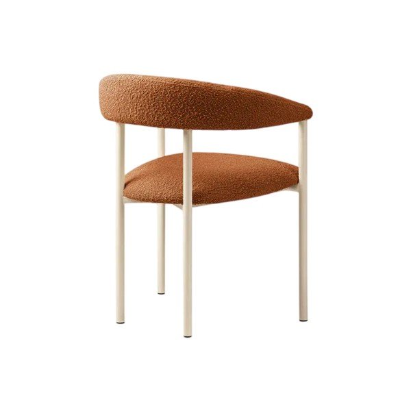 Oranžové/krémovobiele čalúnené jedálenské kreslo s podrúčkami Lea – Micadoni -image-4