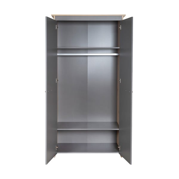 Detská šatníková skriňa v antracitovej a prírodnej farbe v dekore duba 50x190x96 cm Anna – Roba-image-4