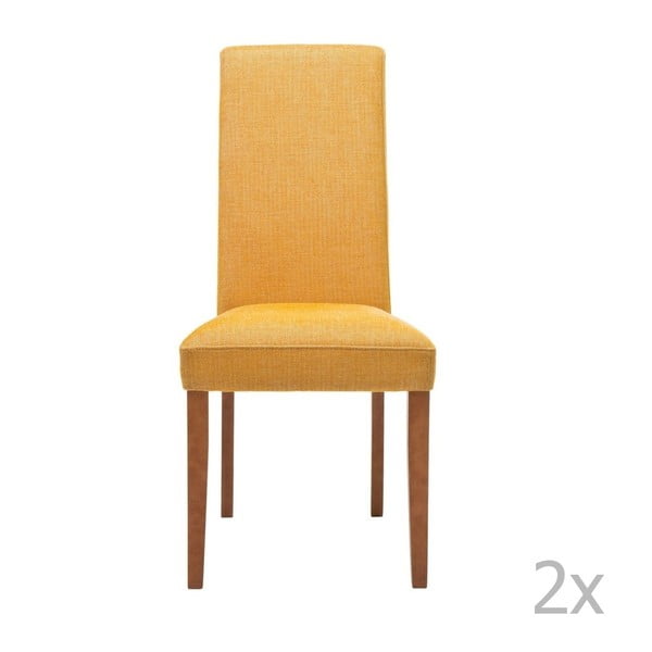 Sada 2 žltých jedálenských stoličiek s podnožou z bukového dreva Kare Design Rhytm