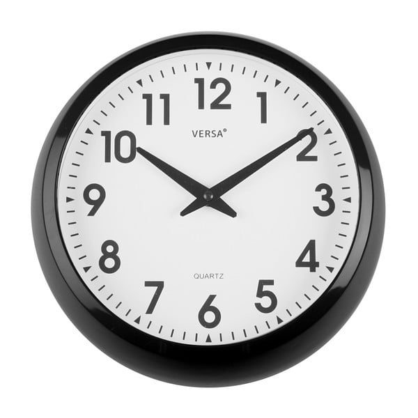 Nástenné čierne kuchynské hodiny Versa, ⌀ 30 cm