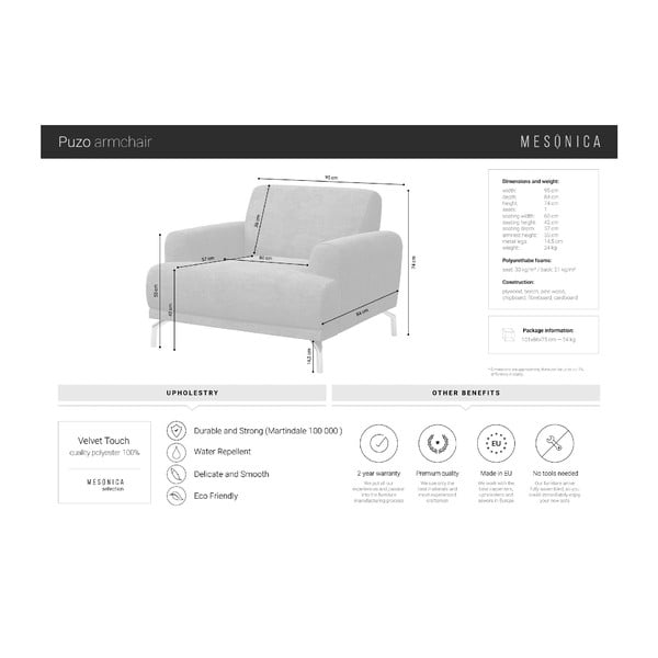 Modré zamatovo kreslo MESONICA Puzo-image-4