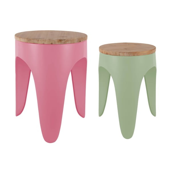 Zelené/ružové kovové stoličky v súprave 2 ks Double Funky – Leitmotiv