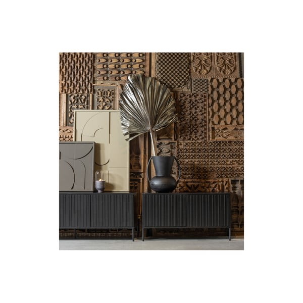 Čierny TV stolík z borovicového dreva 150x56x44 cm Gravure – WOOOD-image-4