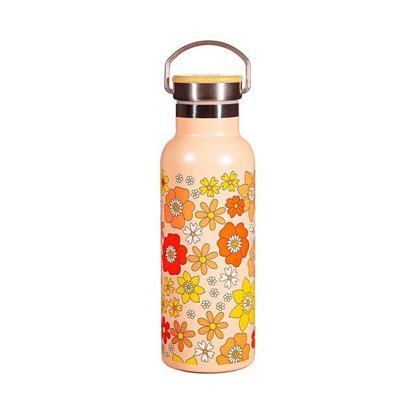 Oranžová antikoro detská fľaša 500 ml 70s Floral - Sass & Belle