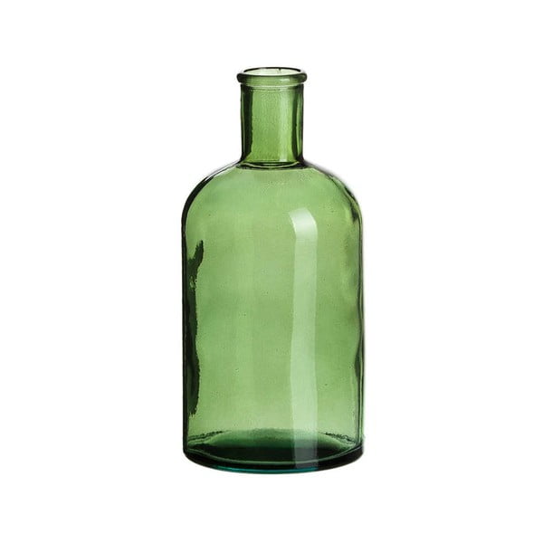 Zelená sklenená dekoratívna fľaša Tropicho,  výška 19 cm