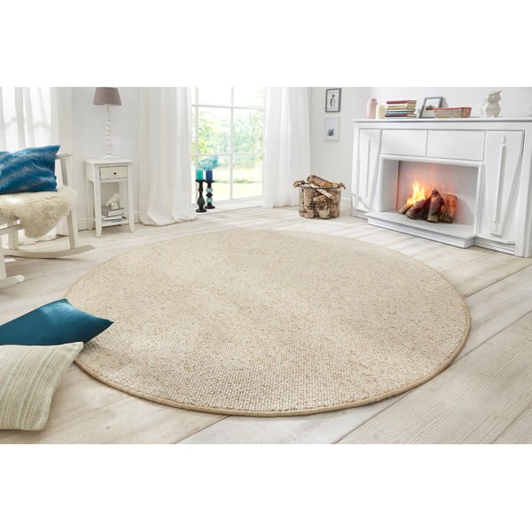Krémový okrúhly koberec ø 133 cm Wolly – BT Carpet-image-1