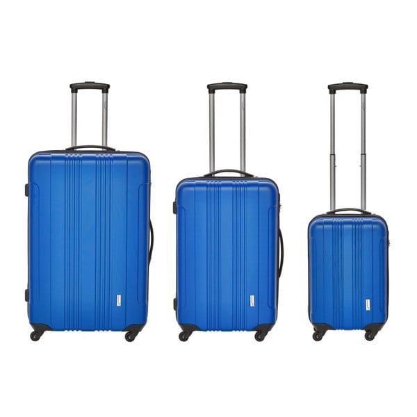 Sada 3 modrých cestovných kufrov Packenger Traveller
