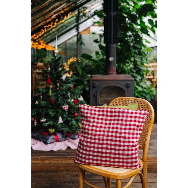 Ľanová obliečka na vankúš 50x50 cm Red Gingham – Linen Tales-image-3
