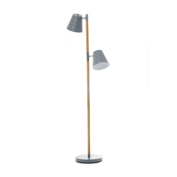 Sivá voľne stojacia lampa s drevenými detailmi Leitmotiv Rubi