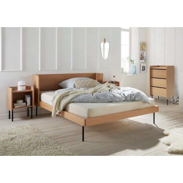 Dvojlôžková posteľ v dekore duba 160x200 cm v prírodnej farbe Wrap – Bonami Selection-image-1