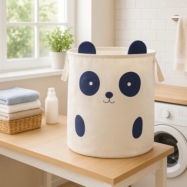 Biely látkový detský kôš na hračky ø 38x48 cm Mimo Panda Face – Premier Housewares-image-4