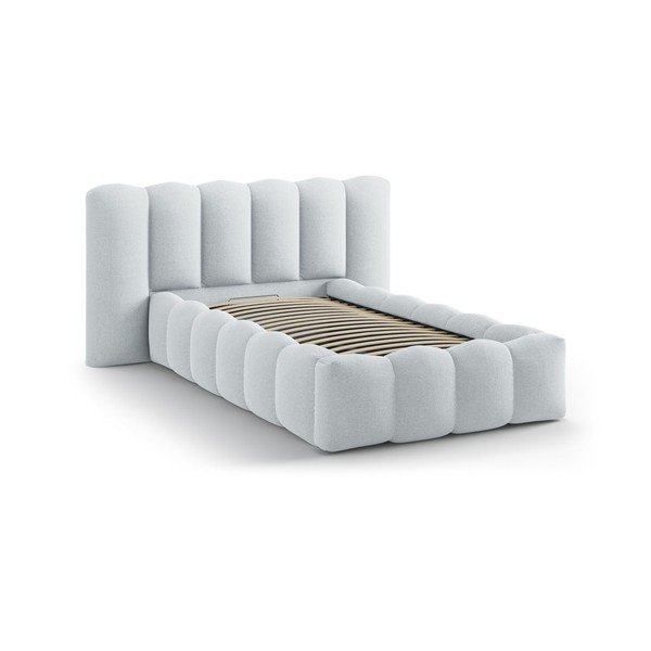 Svetlosivá čalúnená jednolôžková posteľ s úložným priestorom s roštom 90x200 cm Lupine – Micadoni -image-2