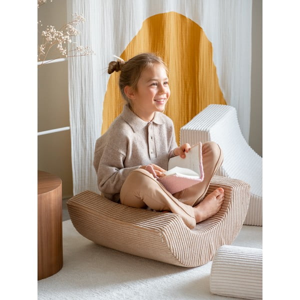 Krémovobiele menčestrové penové ihrisko 75x49x37 cm Rainbow Montessori – Wigiwama-image-2