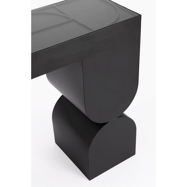 Čierny konzolový stolík so sklenenou doskou 32x120 cm Archie – Bizzotto-image-4