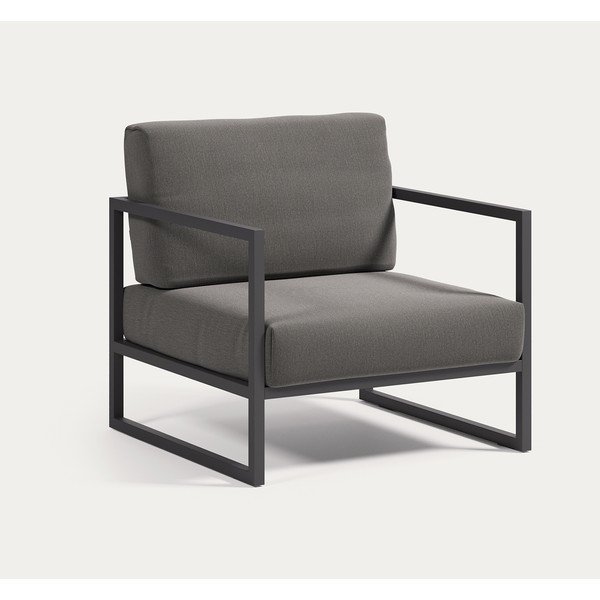 Tmavosivé kovové záhradné kreslo Comova – Kave Home-image-3