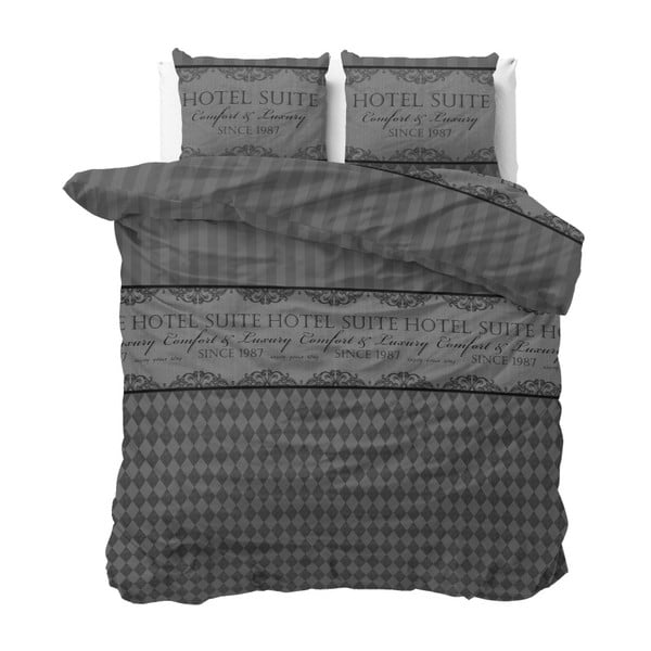 Sivé bavlnené obliečky na dvojlôžko Sleeptime Comfort Hotel, 240 × 220 cm